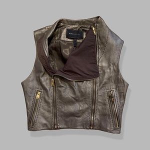 BCBG MaxAzria Moto Leather Zippered Crop Top / Vest